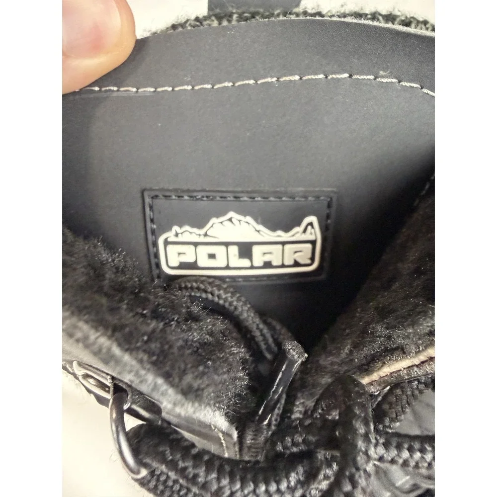 Polar Black Quilted Winter Boots Lace Up Side Zip Faux Fur Trim Womens 10 EU 41